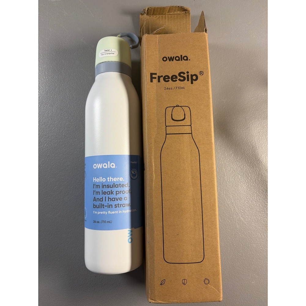 Owala FreeSip Water Bottle Unisex 24oz White Green Blue Insulated Stainless Stee